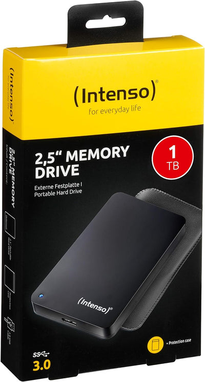 Intenso 6023560 1TB Memory Drive USB 3.0 2.5' External Hard Drive 1 TB (USB 3.0) mit Tasche schwarz