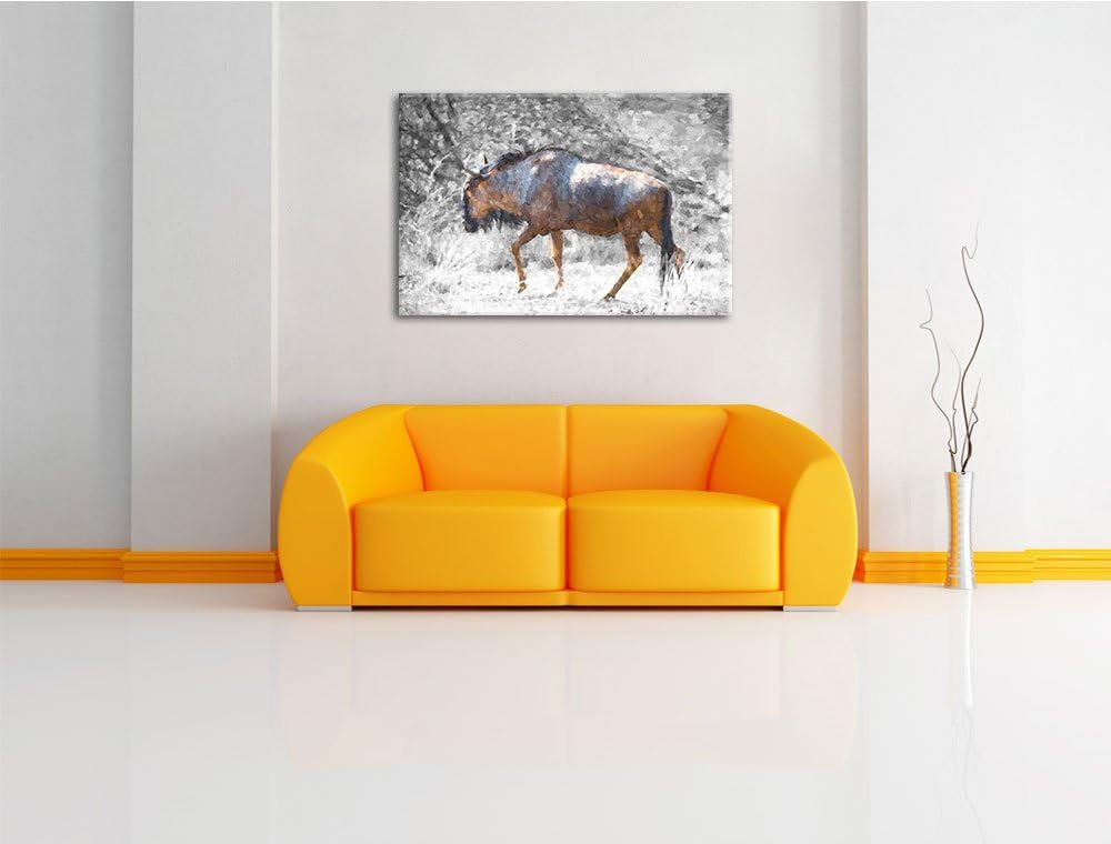 gigantische Kaffernbüffel in der Savanne schwarz/weiss Deluxe Format: 100x70 cm auf Leinwand, XXL ri