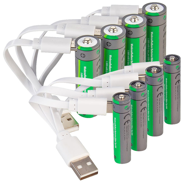 tka Köbele Akkutechnik Akku-Set: 8er-Set wiederaufladbare Batterien: 4X AA (3000 mWh), 4X AAA (800 m