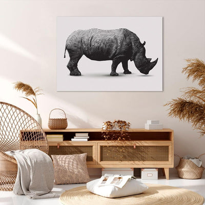 Bilder auf Leinwand 100x70cm Leinwandbild Nashorn Tier Afrika Safari Gross Wanddeko Bild Schlafzimme