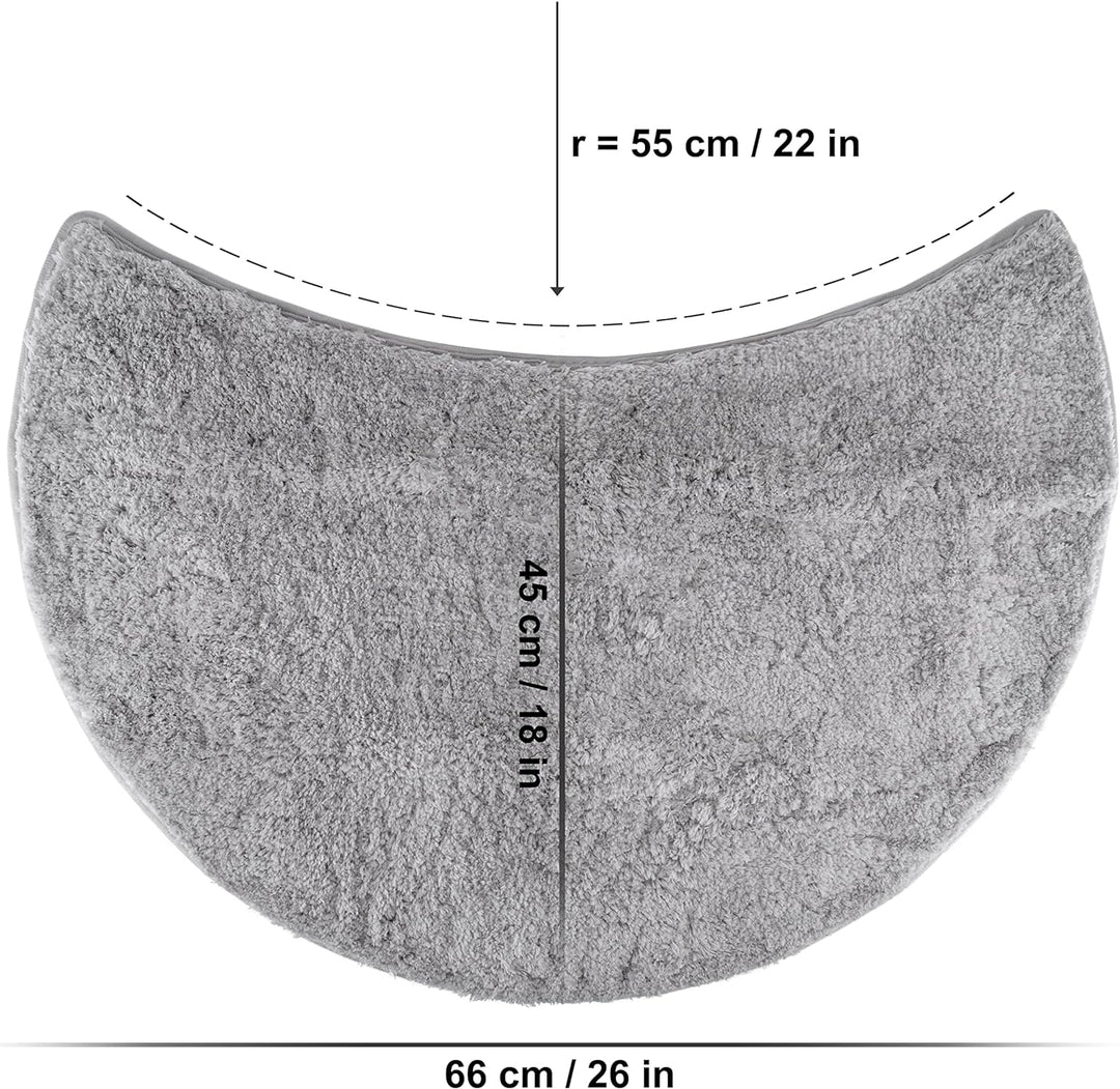 fluffy® Badteppich für Rundduschen aus Mikrofaser mit Rutschfester Unterseite (Sichel | Duschradius