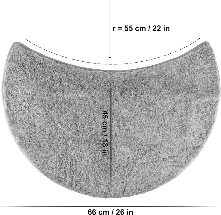 fluffy® Badteppich für Rundduschen aus Mikrofaser mit Rutschfester Unterseite (Sichel | Duschradius