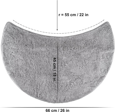 fluffy® Badteppich für Rundduschen aus Mikrofaser mit Rutschfester Unterseite (Sichel | Duschradius