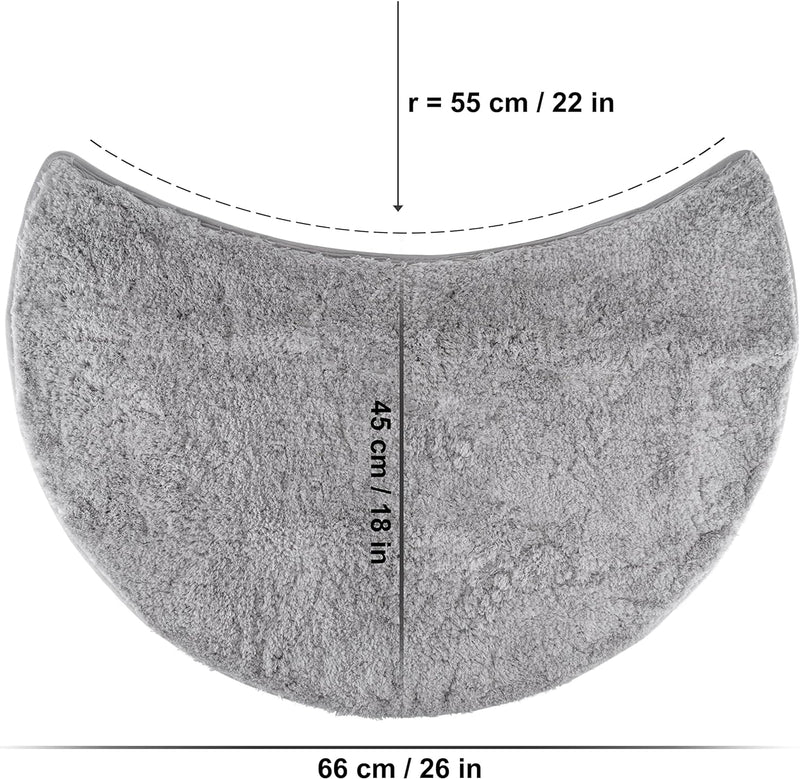 fluffy® Badteppich für Rundduschen aus Mikrofaser mit Rutschfester Unterseite (Sichel | Duschradius