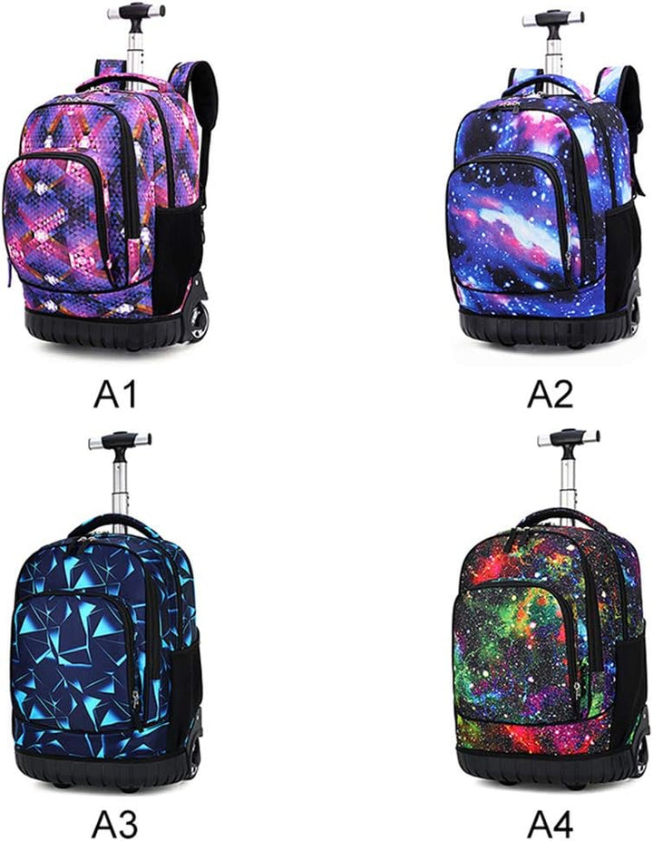 FGASAD Trolley Wheel Pack Back, Roller Backpack Children's School Bag Luggage Wheels Laptop Backpack