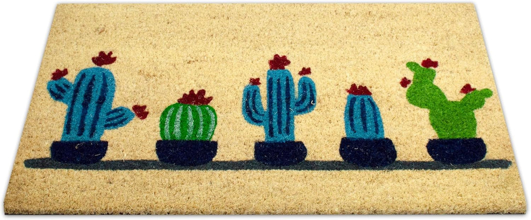 Fussmatte Kokos - Kaktus - 40x70 cm - Fussmatte Aussen und Innen - Fussmatten Haustür - Türmatte Aus