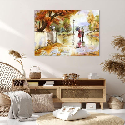 Bilder auf Leinwand 100x70cm Leinwandbild Wetter regen herbst park Gross Wanddeko Bild Schlafzimmer