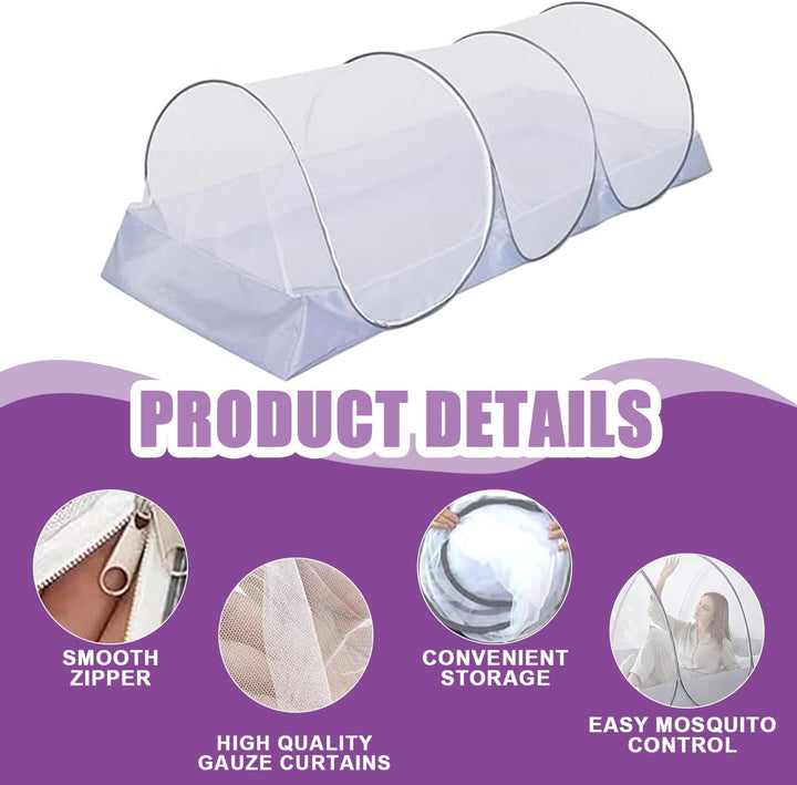 Moskitonetz Pop Up 190x90x90 cm, Moskitonetz Bett Klappbar, Tragbares Faltbares Mückennetz für Outdo