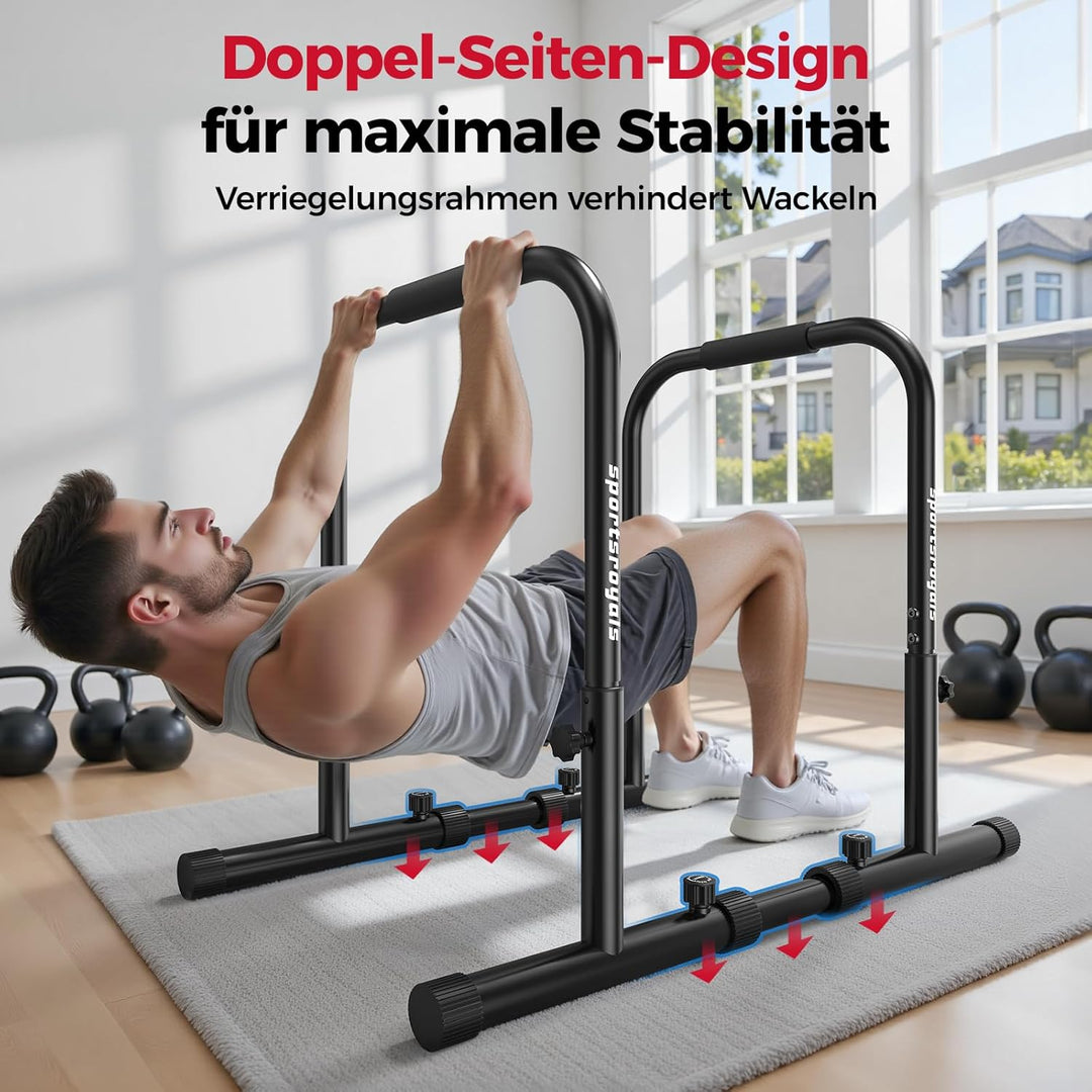 Sportsroyals Dip Barren mit Doppel-Sicherheitsverbindung | Multifunktionaler Stabiler Hebel | Dip St