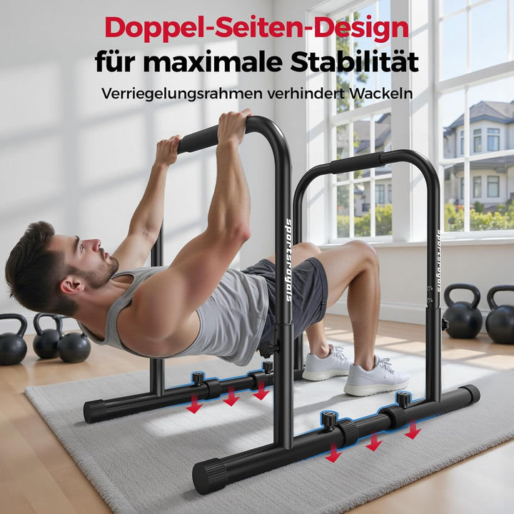 Sportsroyals Dip Barren mit Doppel-Sicherheitsverbindung | Multifunktionaler Stabiler Hebel | Dip St