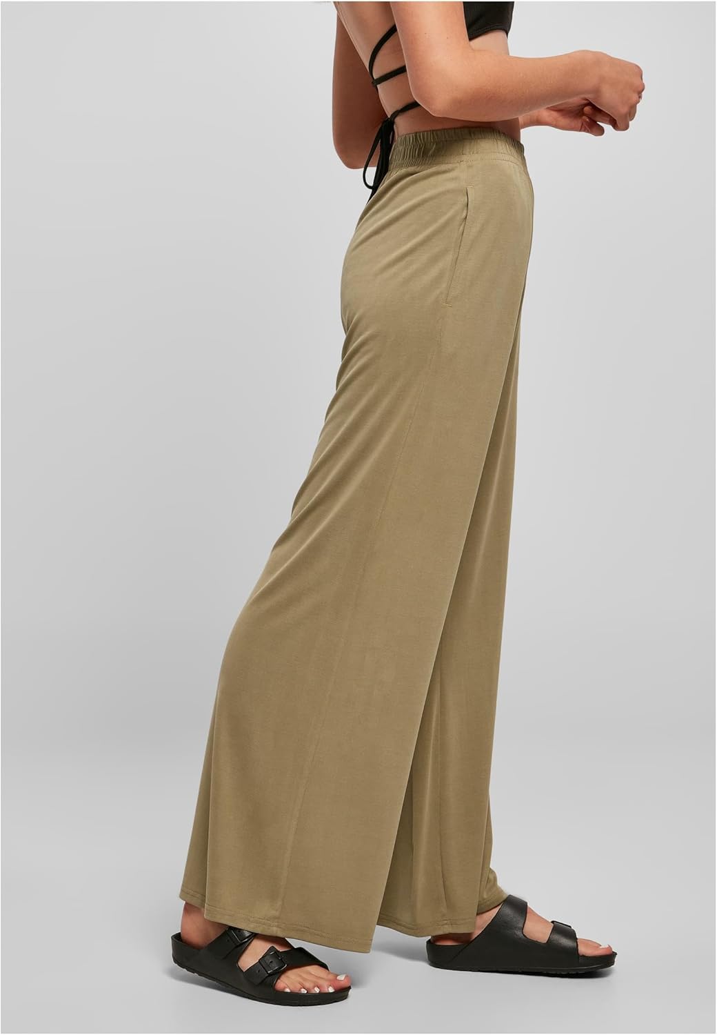 Urban Classics Damen Ladies Modal Wide Leg Pants, Khaki