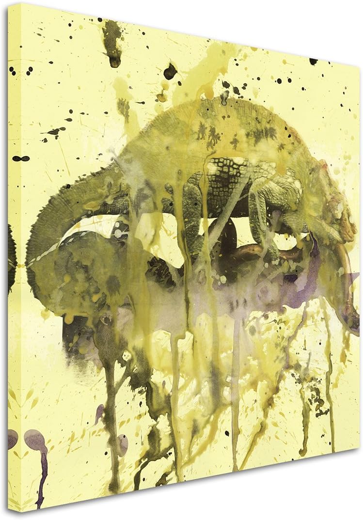 Chameleon_60x60cm Splash Art Paul Sinus Aquarell, Gemälde, Kunstbild auf Leinwand