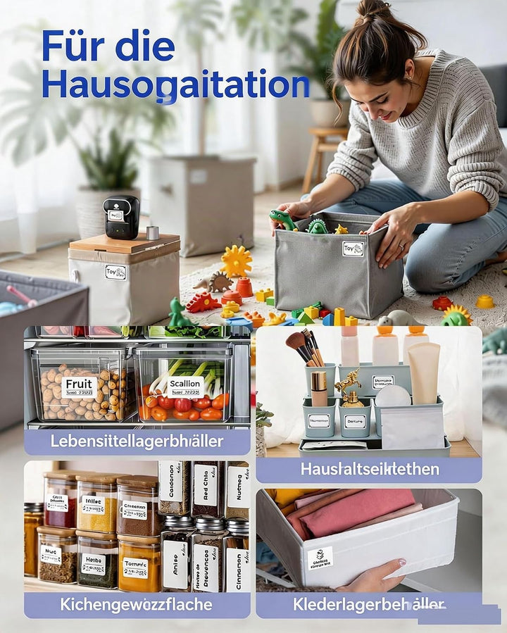 Phomemo M108 Etikettendrucker, Bluetooth Label Printer für 5000+ Vorlagen Schwarz M108 + 1 Etiketten