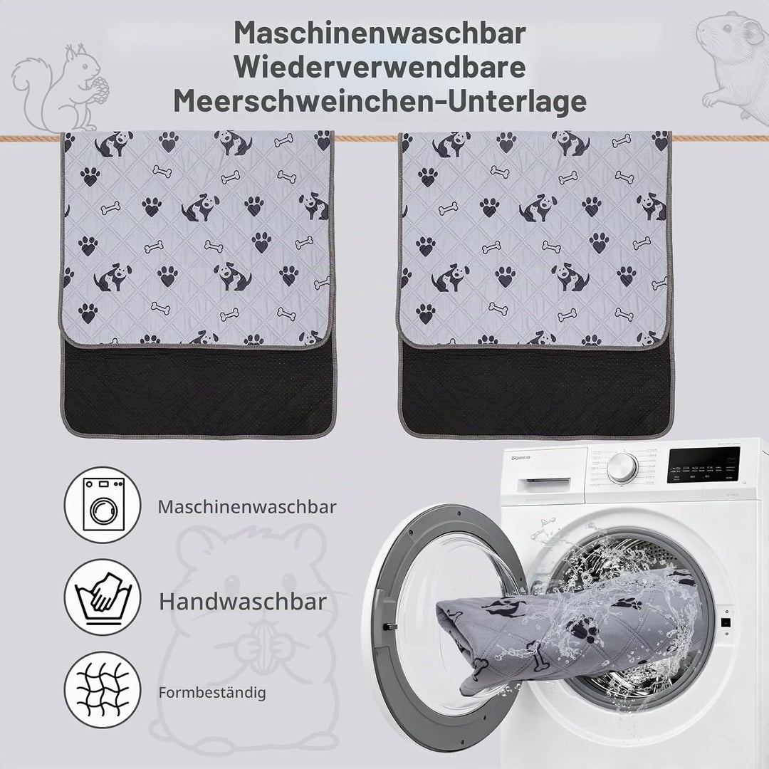 2 Stück PIPI Pads 142x70cm für Meerschweinchen, wasserdichte &amp; rutschfeste Unterlage mit 4 Lagen, su