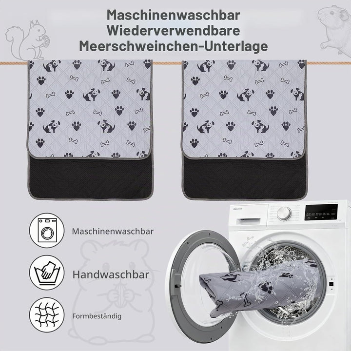 2 Stück PIPI Pads 142x70cm für Meerschweinchen, wasserdichte &amp; rutschfeste Unterlage mit 4 Lagen, su
