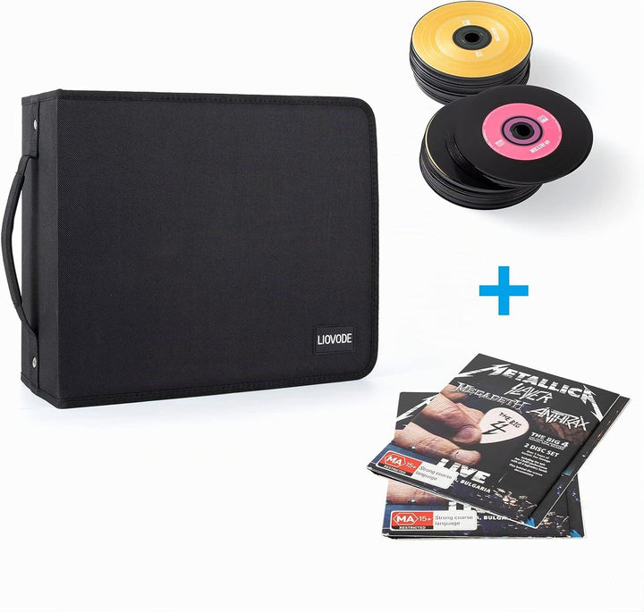 LIOVODE DVD Hülle 200 DVDs und 100 Booklets Kapazität, Speicher-CDs mit Booklet-Einsätzen Medienhalt