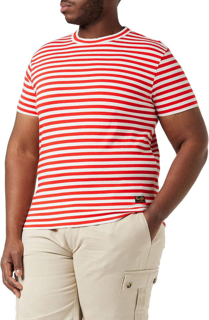 Kings of Indigo Herren Darius T-Shirt M Rot (Poppy Red Stripe 7904), M Rot (Poppy Red Stripe 7904)