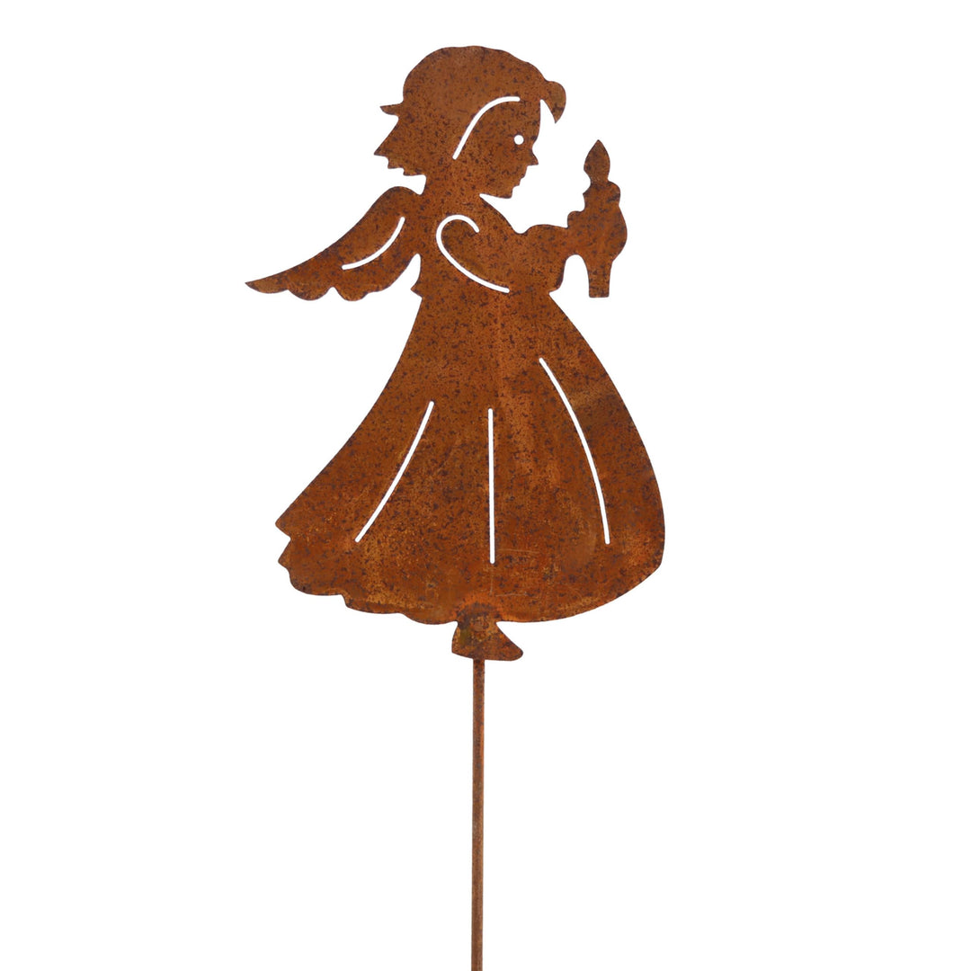 Rostikal Weihnachtsengel 24 x 35 cm Gartenstecker Rost Weihnachten Deko Engel Figur auf 80 cm Stab,