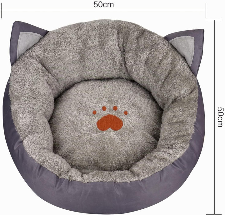 Queta Hundebett Waschbar, Katzenbett. Katzenohrform Runde Hundekorb Warmes Haustierbett Katzenbett,