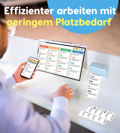 Korffe Mini Drucker für Smartphone with 7 Rollen Druckerpapier, Wireless Sticker Drucker Kompatibel