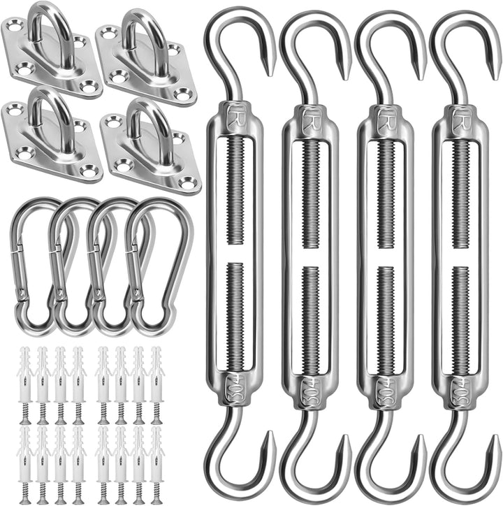 Robustes Sonnensegel Befestigungsset - Edelstahl Hardware-Kit für Dreieck, Quadrat und Rechteck Sonn