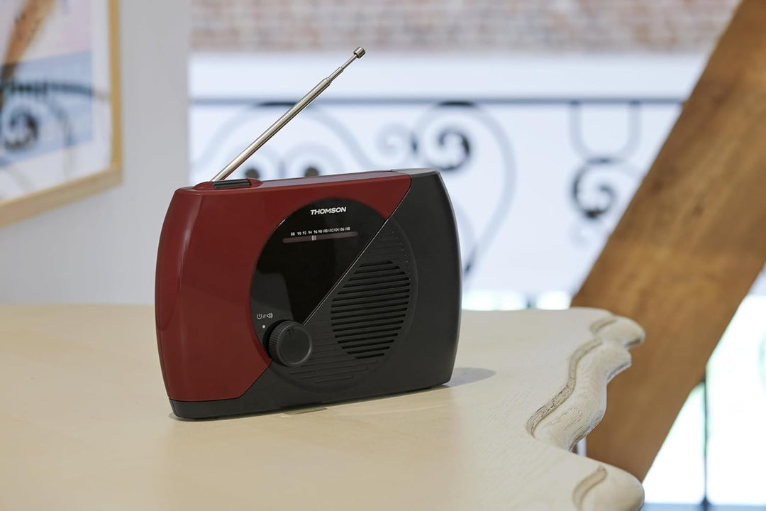 THOMSON Tragbares UKW-Radio, Analog-Tuner, Netz- oder Batteriebetrieb – kompaktes Gerät für Hören an