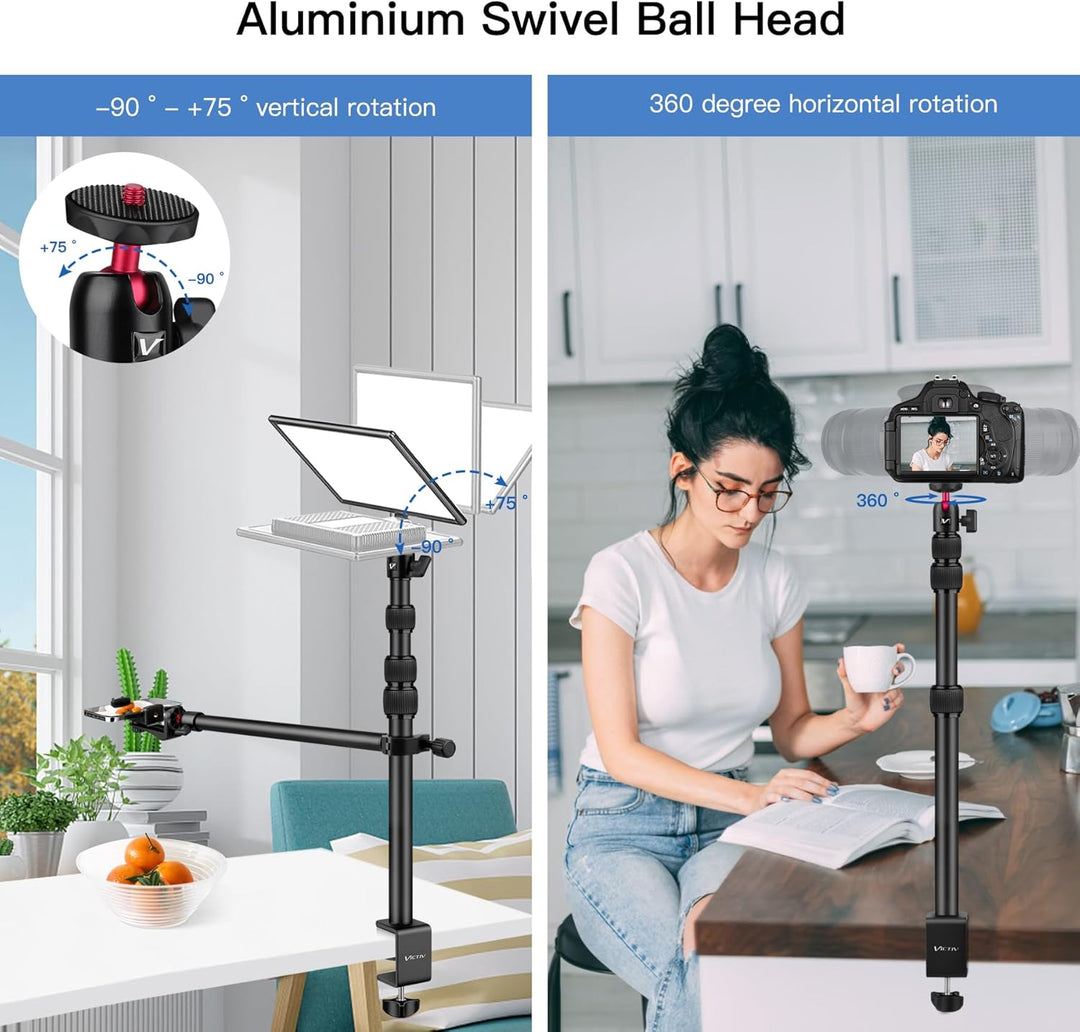 Victiv Kamera Tischhalterung, 37cm-105cm Kamera Tischstativ für DSLR Canon, Lichtstativ Klemmstativ