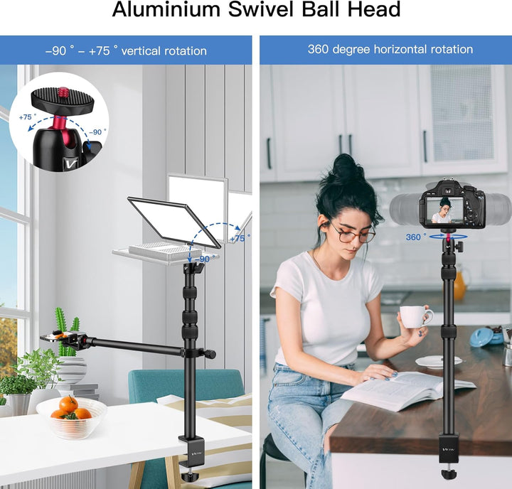 Victiv Kamera Tischhalterung, 37cm-105cm Kamera Tischstativ für DSLR Canon, Lichtstativ Klemmstativ