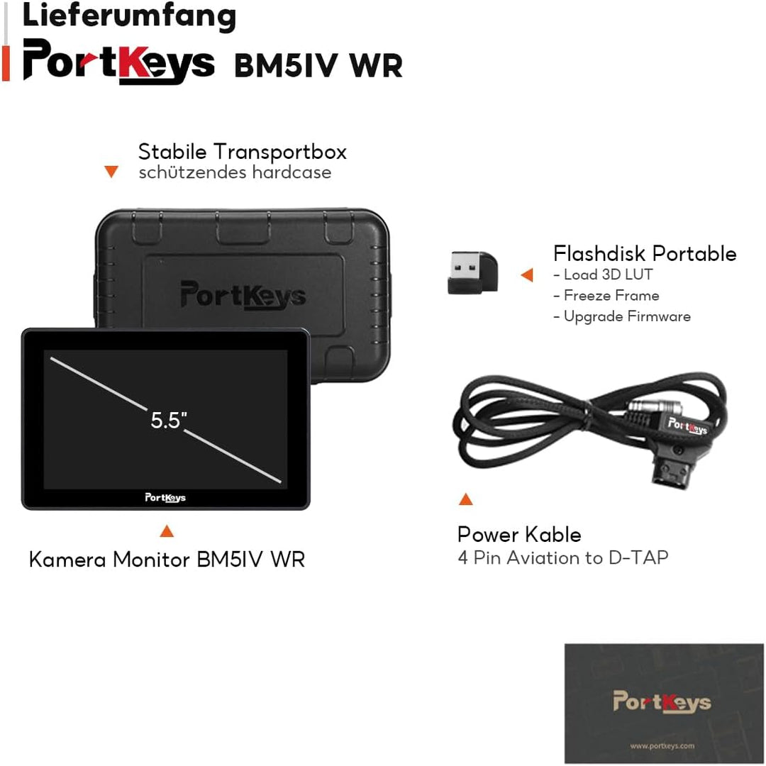 Portkeys BM5WR Kabellose Kontrolle Field Kamera Monitor 5.5" Touchscreen 3G SDI 3D LUT 2200Nit 10bit