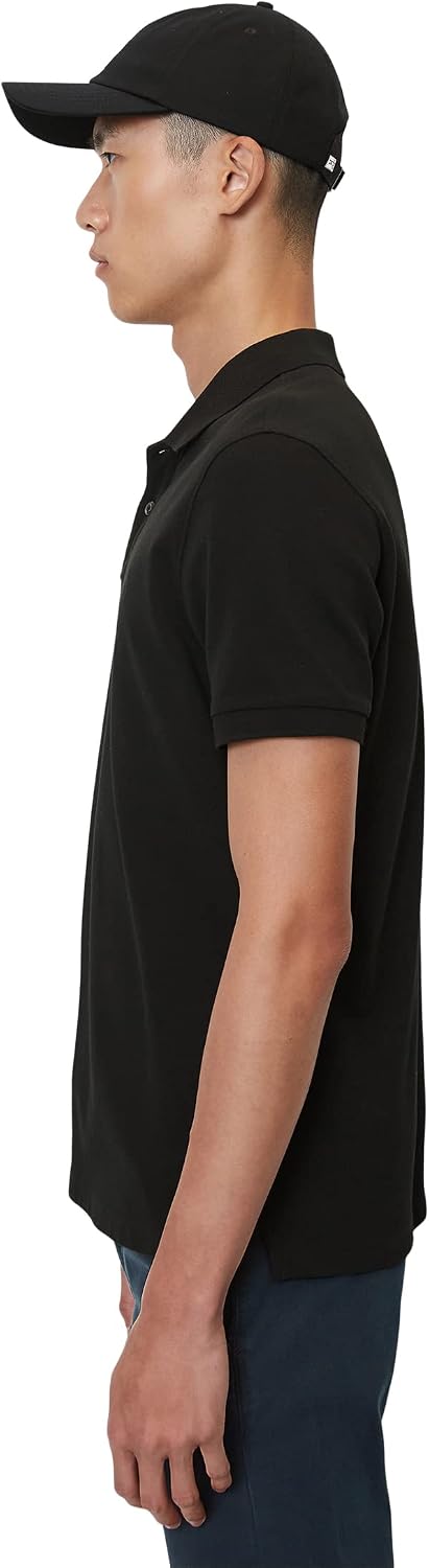 Marc O'Polo Herren Kurzarm-Poloshirt aus Bio-Baumwolle Regular Fit M Schwarz, M Schwarz