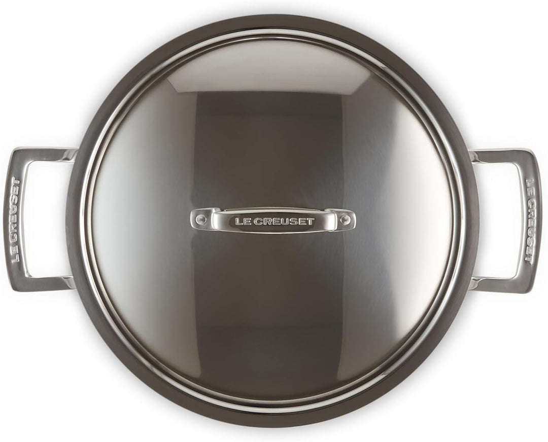 Le Creuset Bratentopf aus 3-ply Edelstahl mit Deckel, Ø 24 cm, Für alle Herdarten inkl. Induktion ge