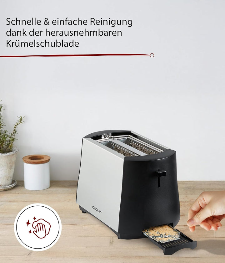 Cloer 3410 Toaster / 825 W / für 2 Toastscheiben / integrierter Brötchenaufsatz / Nachhebevorrichtun