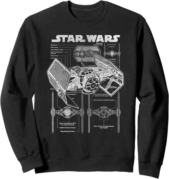 Star Wars TIE Fighter Blueprint Schematics Sweatshirt