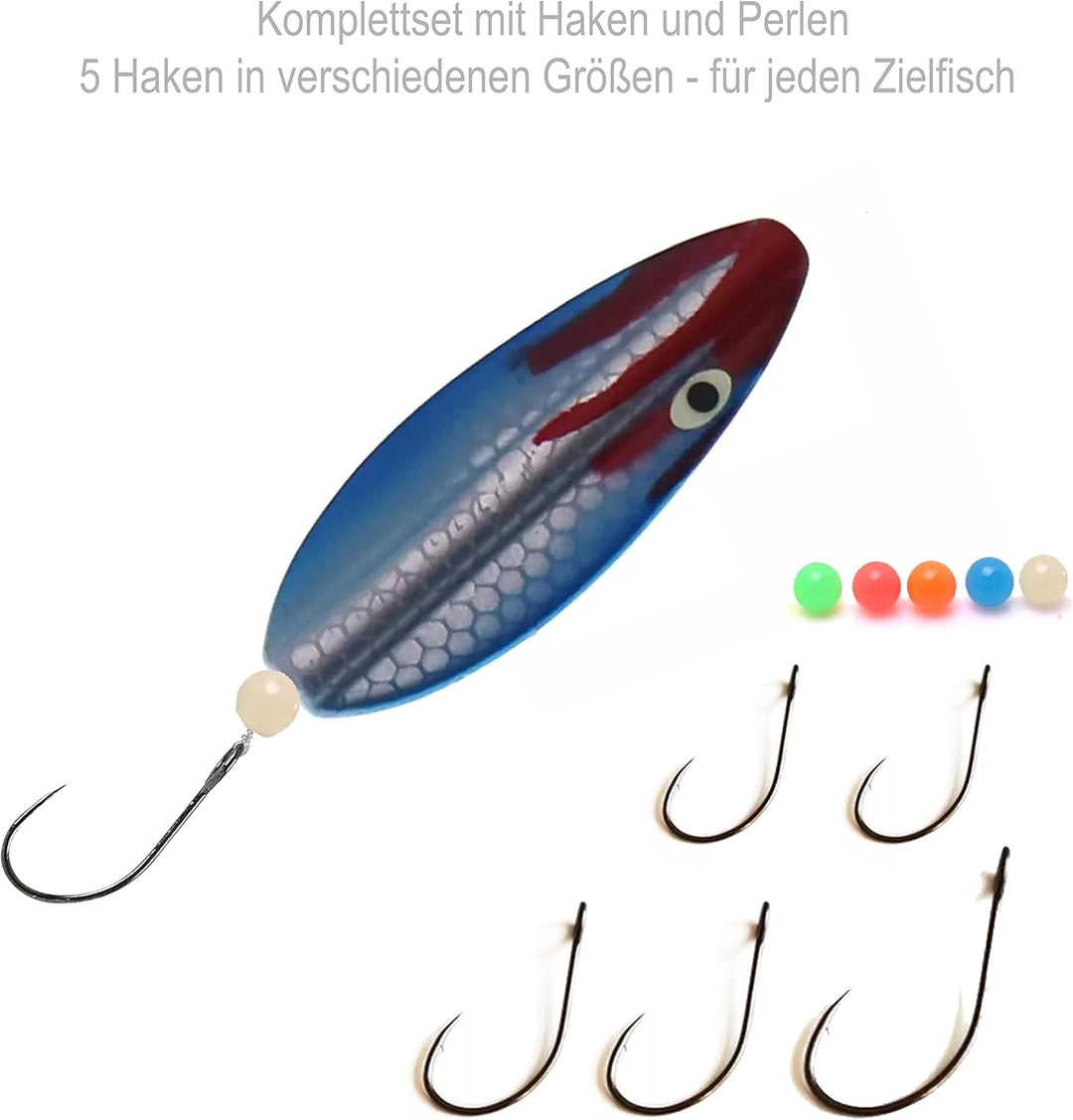 Njord Kalastus Durchlaufblinker Set in Box 3,9g | Inline Spoon Forelle UV Aktiv und Selbstleuchtende