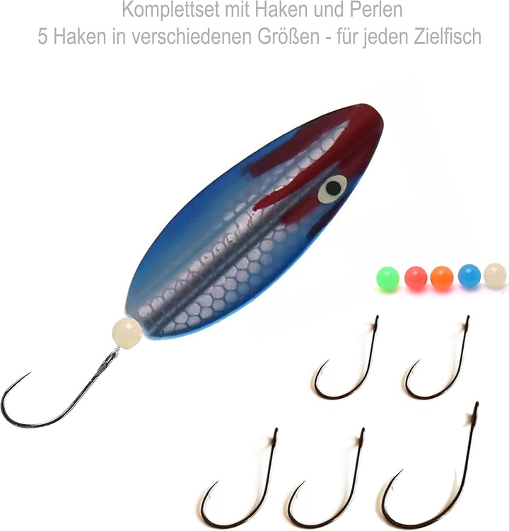Njord Kalastus Durchlaufblinker Set in Box 3,9g | Inline Spoon Forelle UV Aktiv und Selbstleuchtende
