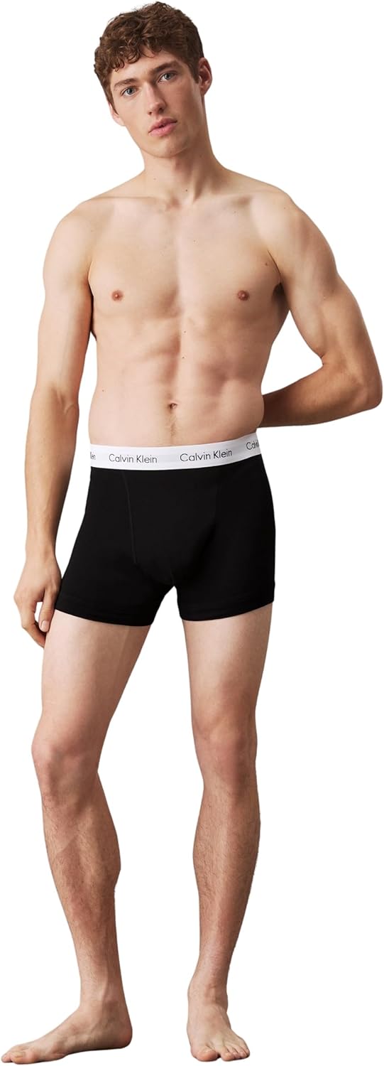 Calvin Klein Herren 3er Pack Boxershorts Trunks Baumwolle mit Stretch, Schwarz (Black), XS