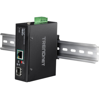 TRENDnet TI-UF11SFP gehärteter industrieller SFP-Gigabit-UPoE-Medienkonverter, IP30-Gehäuse, einschl