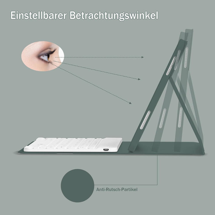 Hülle mit Tastatur für iPad Air 11 Zoll M4/M3/M2 (2026/2025/2024), iPad Air 5/4 Generation (2022/202
