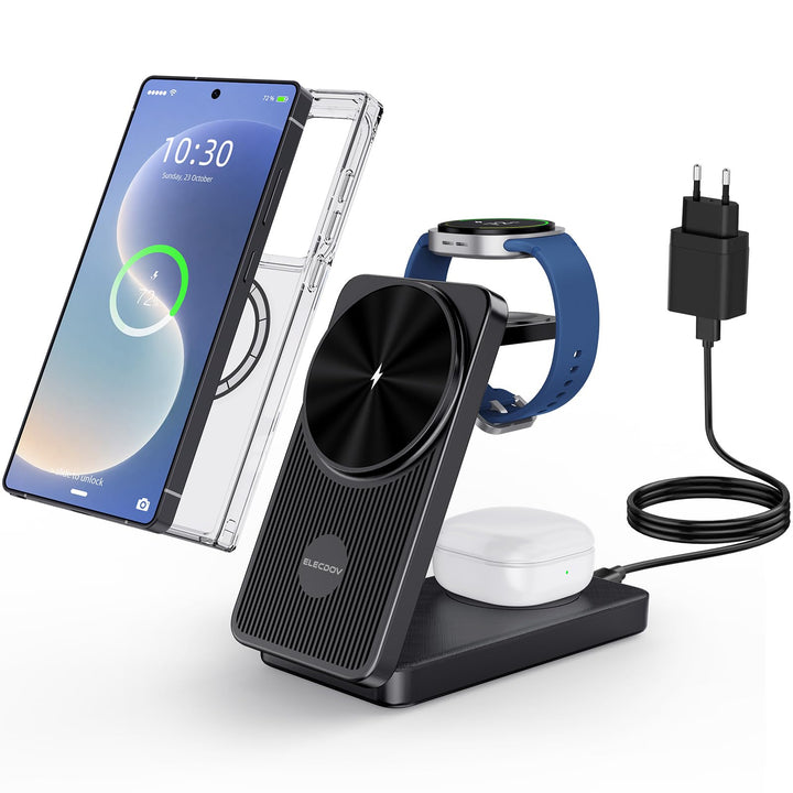 3 in 1 Magnetisch Induktive Ladestation für Samsung, Ladegerät für Reisen | MagSafe Kabelloses Ladeg