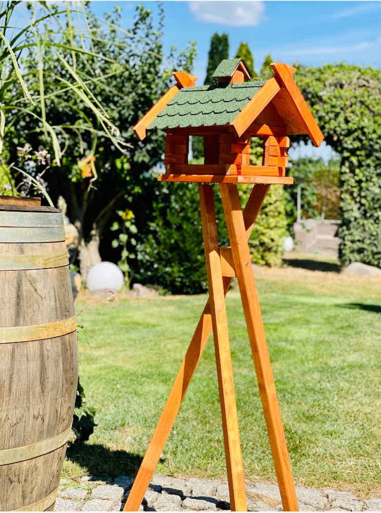 Rechteckiges Vogelhaus M - XL wetterfest aus Holz Vogel Futterstelle Haus mit und ohne Ständer (Grös