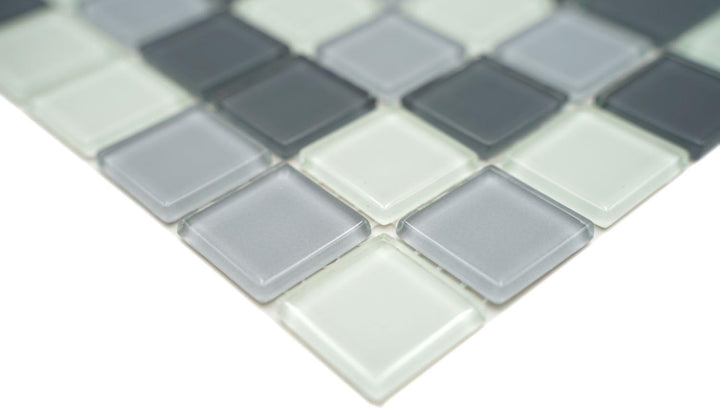 Mosaik Quadrat Crystal mix grau Glasmosaik Transluzent Transparent 3D Fliesenspiegel, Mosaikstein Fo