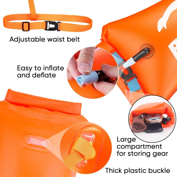 2 Pack Schwimmen Boje Schleppschwimmer für Open Water Schwimmen gut sichtbar Schwimmer Dry Bag wasse