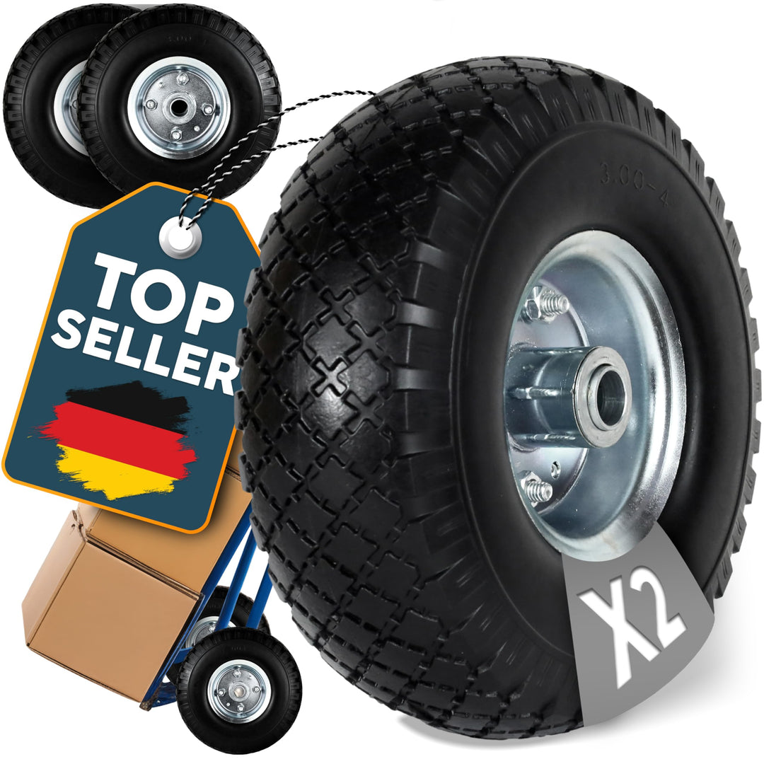 FROSAL 2x Vollgummireifen 260mm (3.00-4) pannensicher – Ersatzrad für Bollerwagen & Sackkarre – PU R