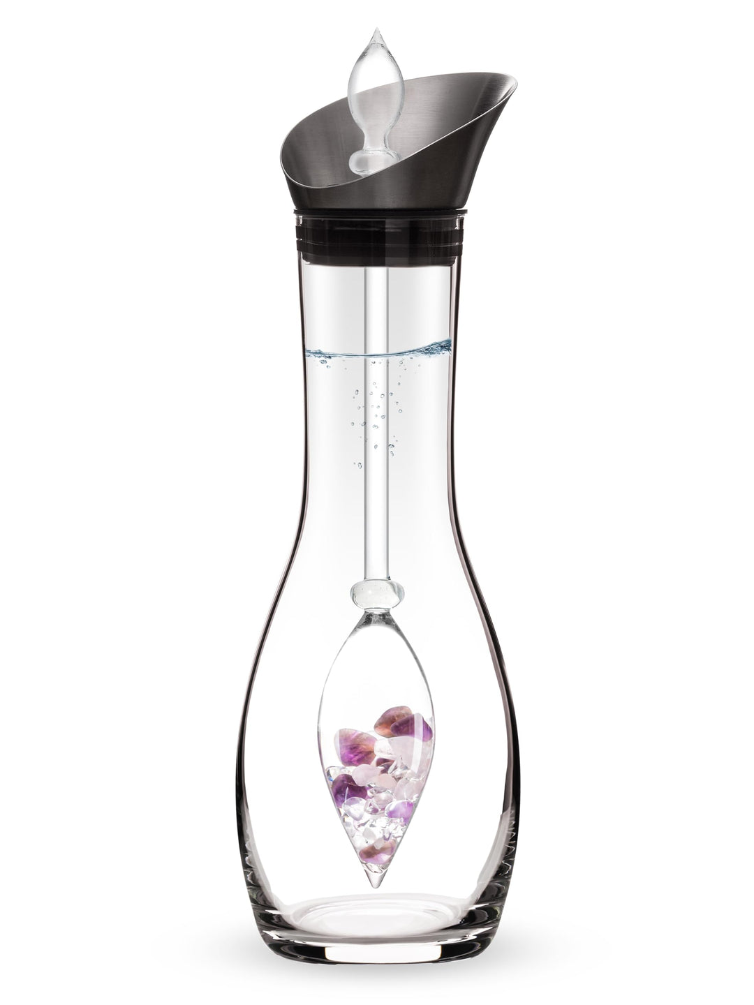Vitajuwel Wellness Edelsteinwasserset für Zuhause (Karaffe Era & Phiole) mit Amethyst, Rosenquarz &
