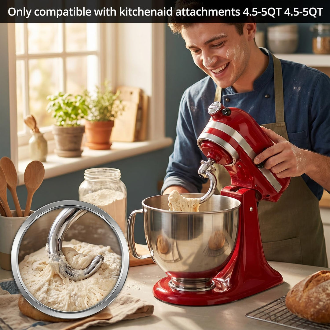 QWORK® Spiralförmiger Knethaken 304 Edelstahl, Kompatibel mit 4,3L-4,8L Kippkopf-Küchenmaschinen, fü
