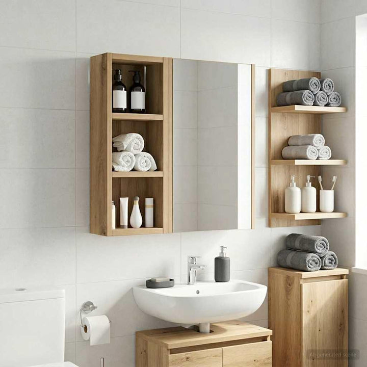 vidaXL Badezimmer-Wandschrank Kunsthandwerk Eiche 20 x 10 x 50 cm, Moderner Badschrank, rechteckiges