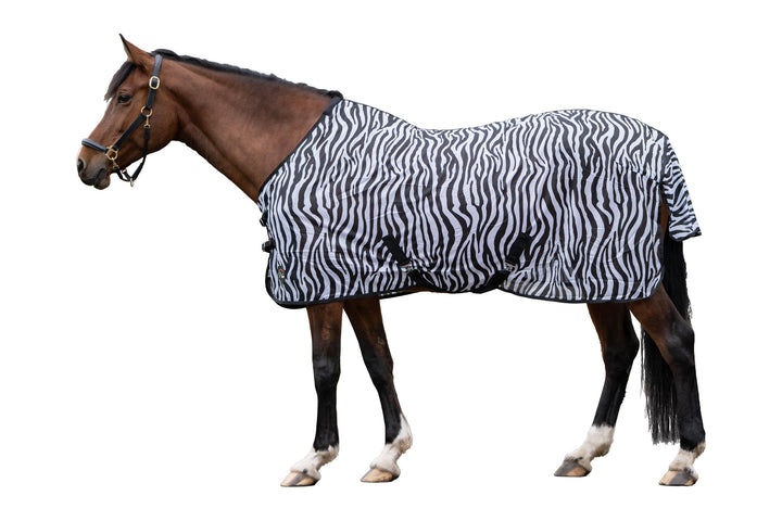 HKM 550675 Fliegendecke Zebra mit Kreuzgurt, XL Weiss/Schwarz 105, Weiss/Schwarz 105