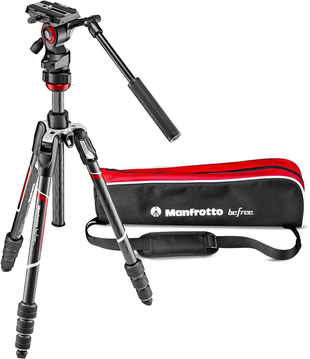 Manfrotto Befree Live Carbon Reisestativ Twist (Drehverschluss) mit Fluid-Video Kopf inkl. Tasche (T