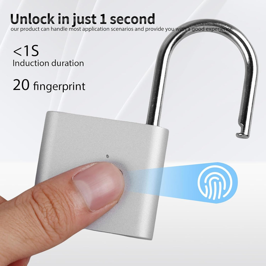 SPORWAY Fingerabdruck Schloss, USB-Aufladung Vorhängeschloss Schlüsselloses Schloss IP55 Wasserdicht