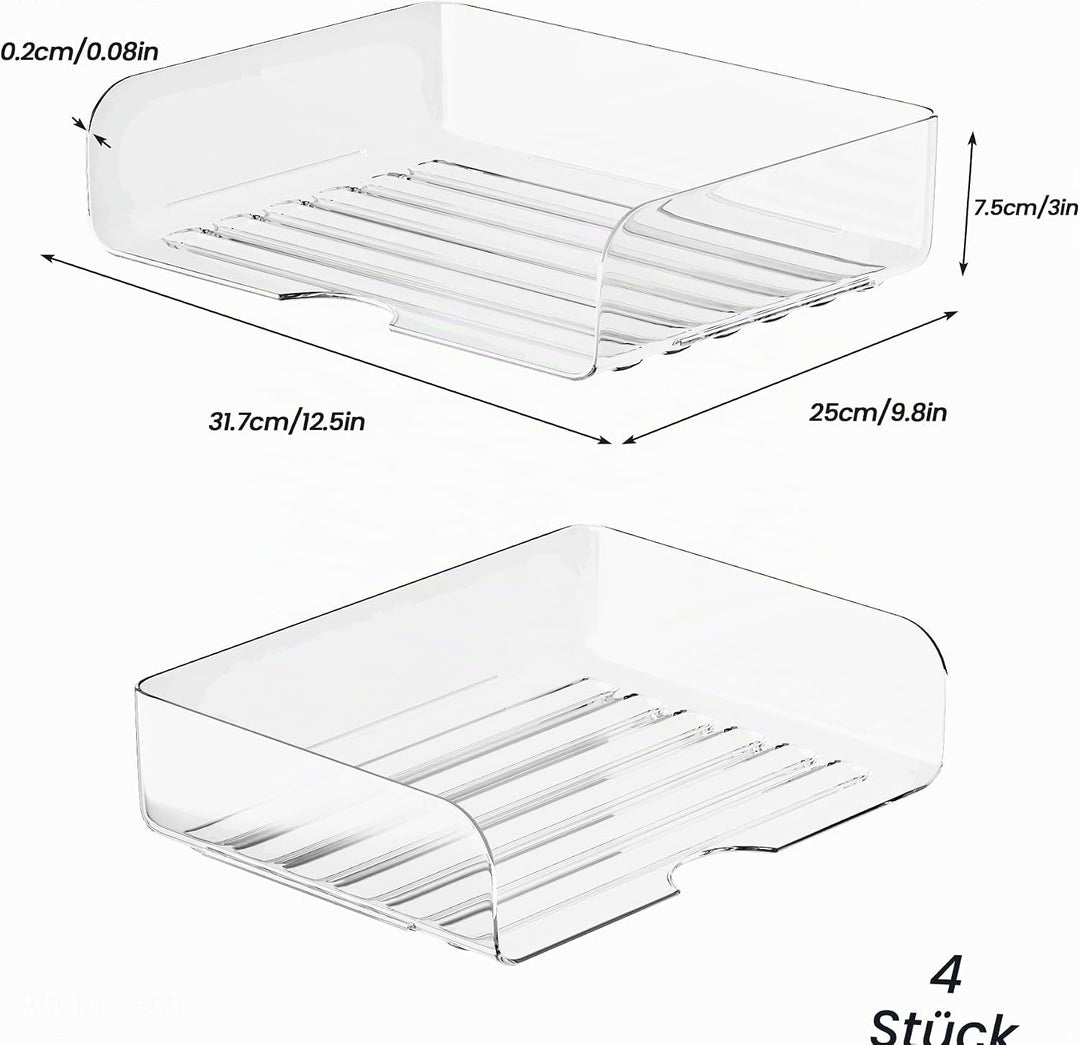 Tomorotec Schreibtisch-Briefablage-Set, A4-Grösse, transparent, PET, stapelbar, Dokumenten-Organizer